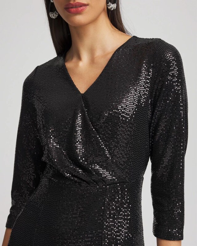 Surplice Sequin Midi Dress - image 4